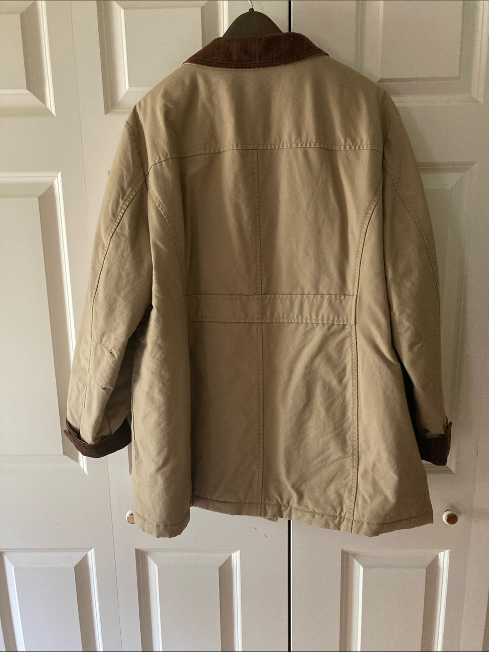 L.L. Bean women's Adirondack Barn Coat quilted lining tan corduroy insulated - Picture 2 of 10